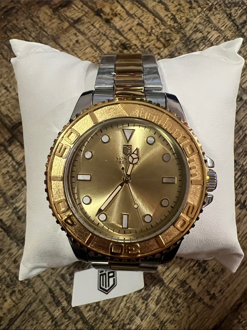 Montres Prestige X Invicta Men's Two-Tone Gold Dial Stainless Steel Watch
